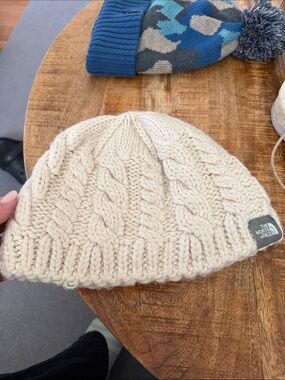 The North Face Cream Cable Knit Beanie